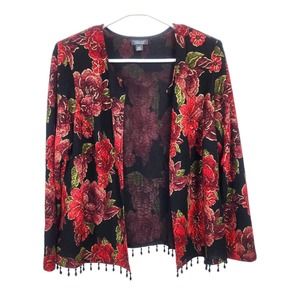 Dress Barn Beaded Floral Open Cardigan 14 / 16 Evening Christmas Party L…